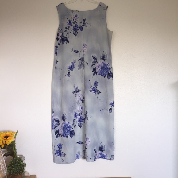 90s midi sundress, tank top, blue flower, light - Picture 3 of 8